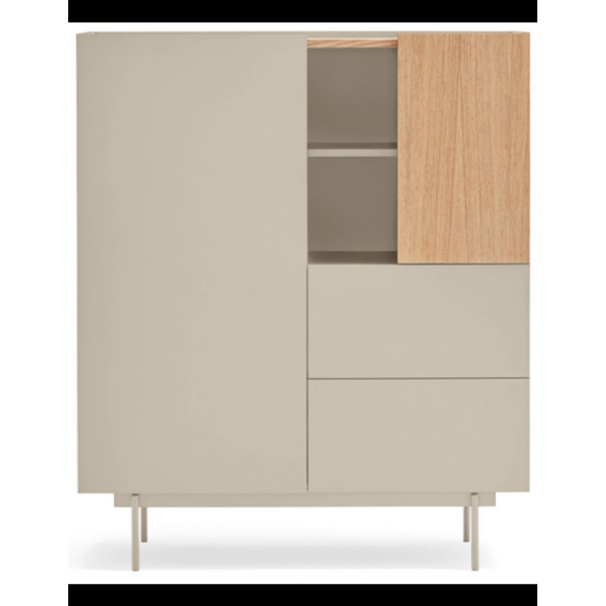 Otto highboard i metal og melamin H120 cm - Sand/Eg