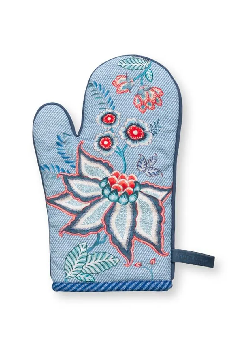 Oven Glove Flower Festival Blue 29x15cm