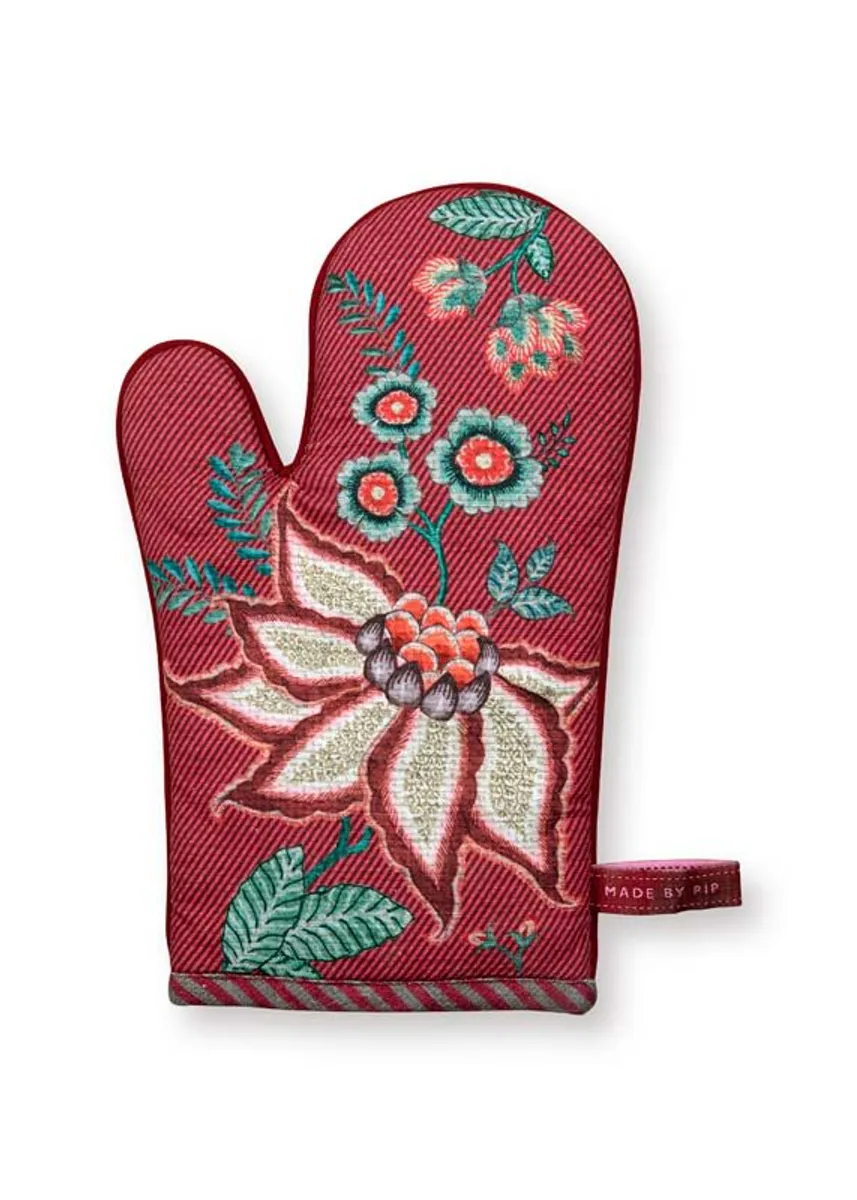 Oven Glove Flower Festival Dark Pink 29x15cm