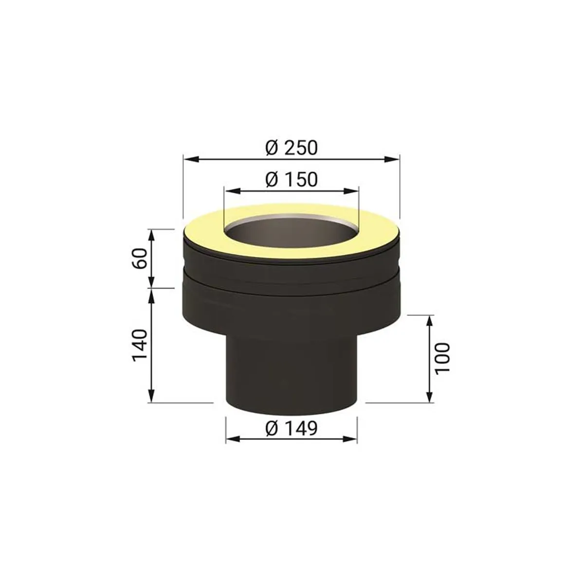 Overgang til Isoleret Design Line Ø150/Ø250