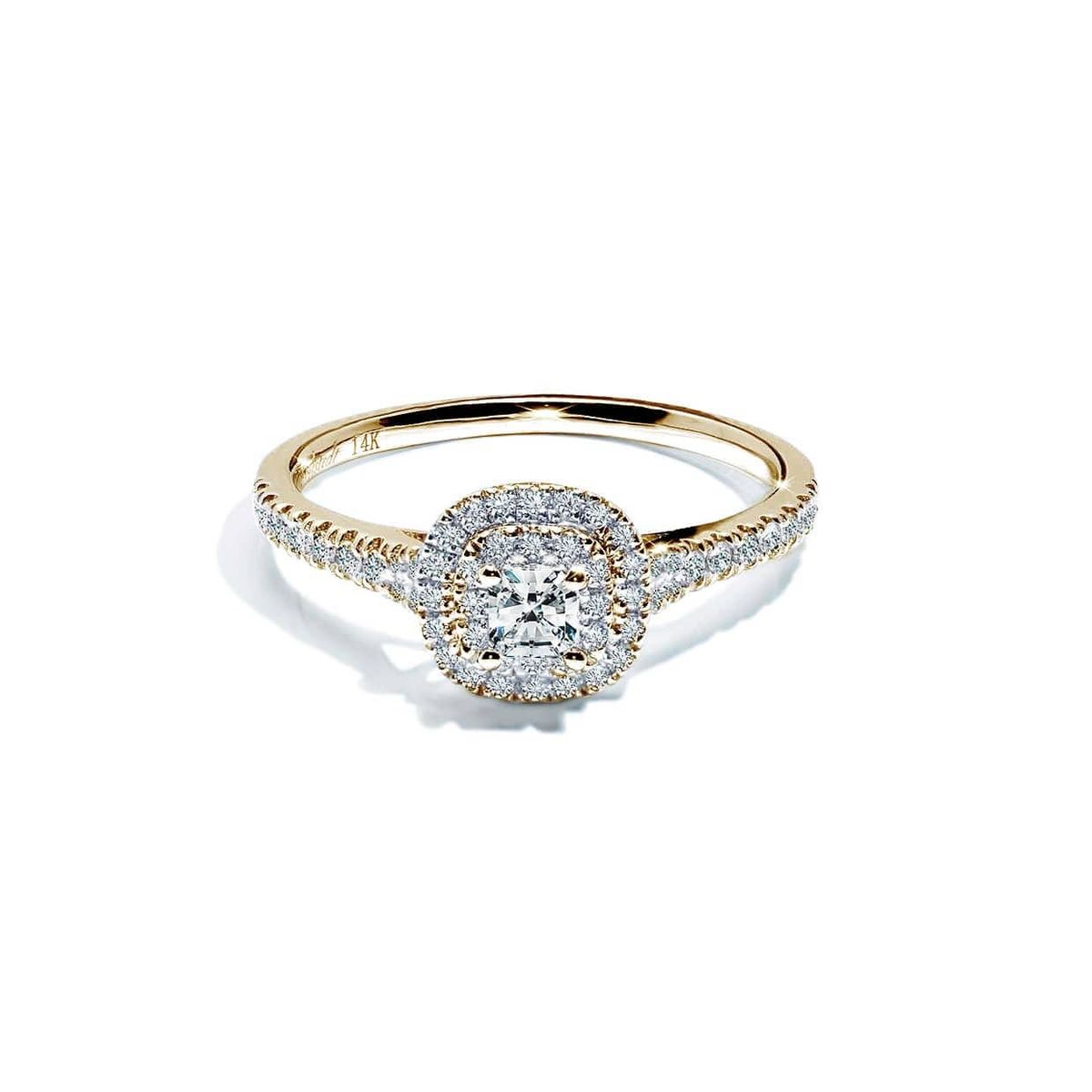 Oxford dobbelt halo guld radiant ring