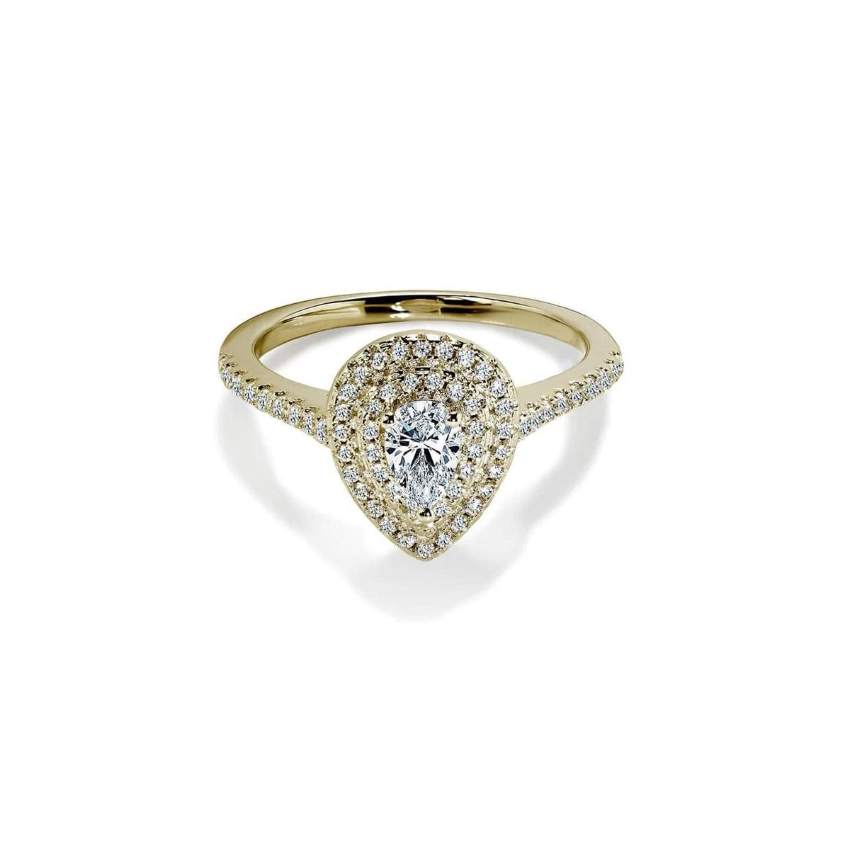 Oxford dobbelt halo pear forgyldt ring