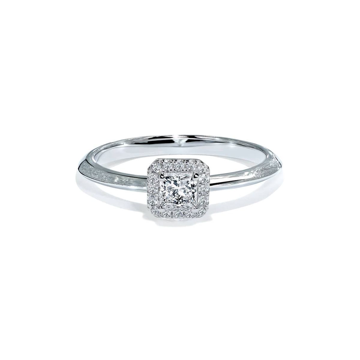 Oxford Silver Halo Square Solitaire Ring