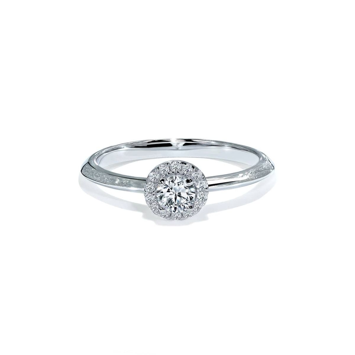 Oxford Silver Halo Square Solitaire Ring med sten