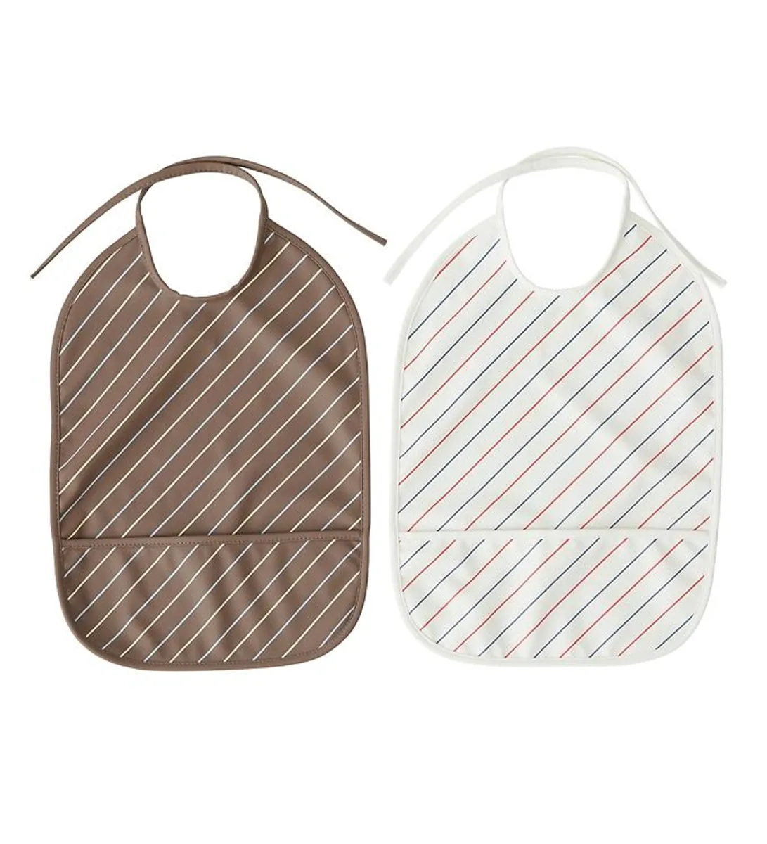 OYOY Hagesmæk m. Lomme - Lang - 2-pak - Striped - Mellow/Choko