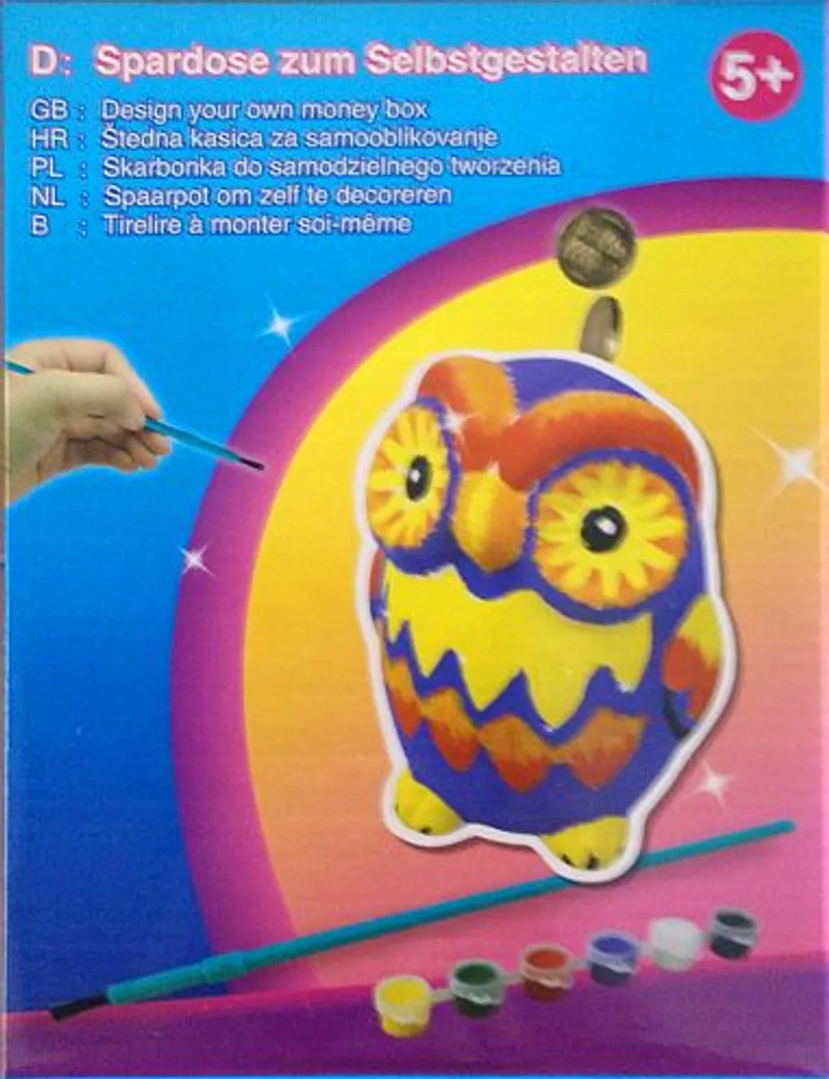 Paint Your Own Owl - Ugle-SparedÃ¥se inkl Maling og Pensel