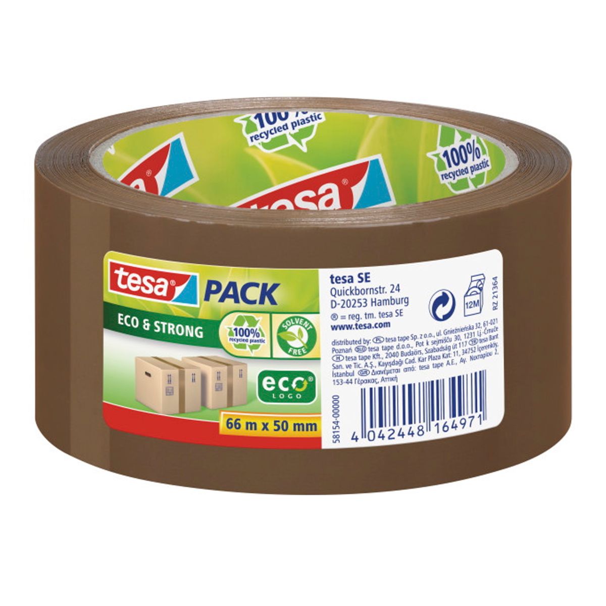 Pakketape PP Tesa Ecologo 50 mm x 66 Meter Brun