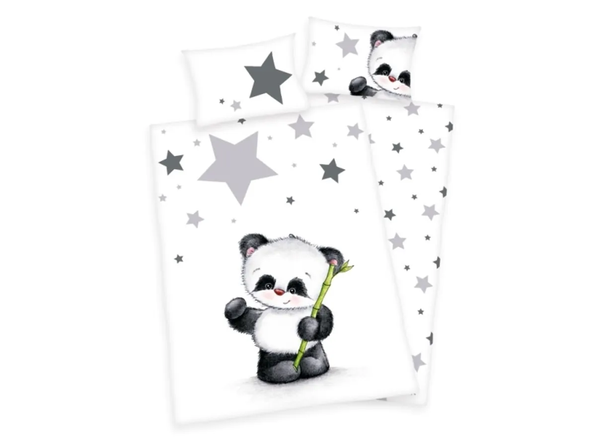 Panda Junior Sengetøj 100X135 Cm - 100 Procent Bomuld