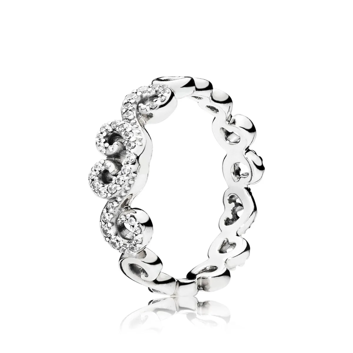 Pandora Heart Swirls Sterling Sølv Ring 197117CZ