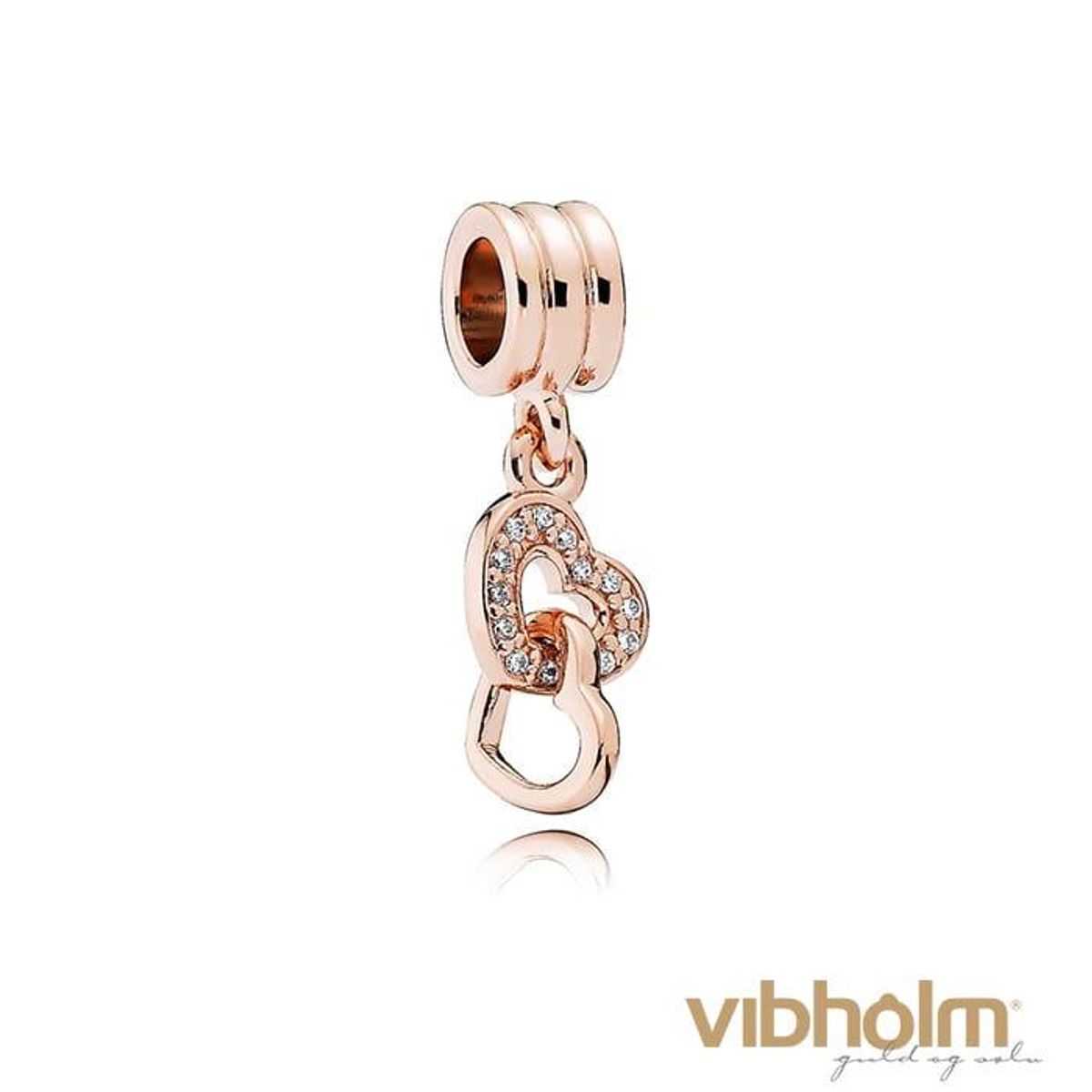 Pandora - Interlocked Hearts Charm rosaforgyldt metalblandning 781242CZ