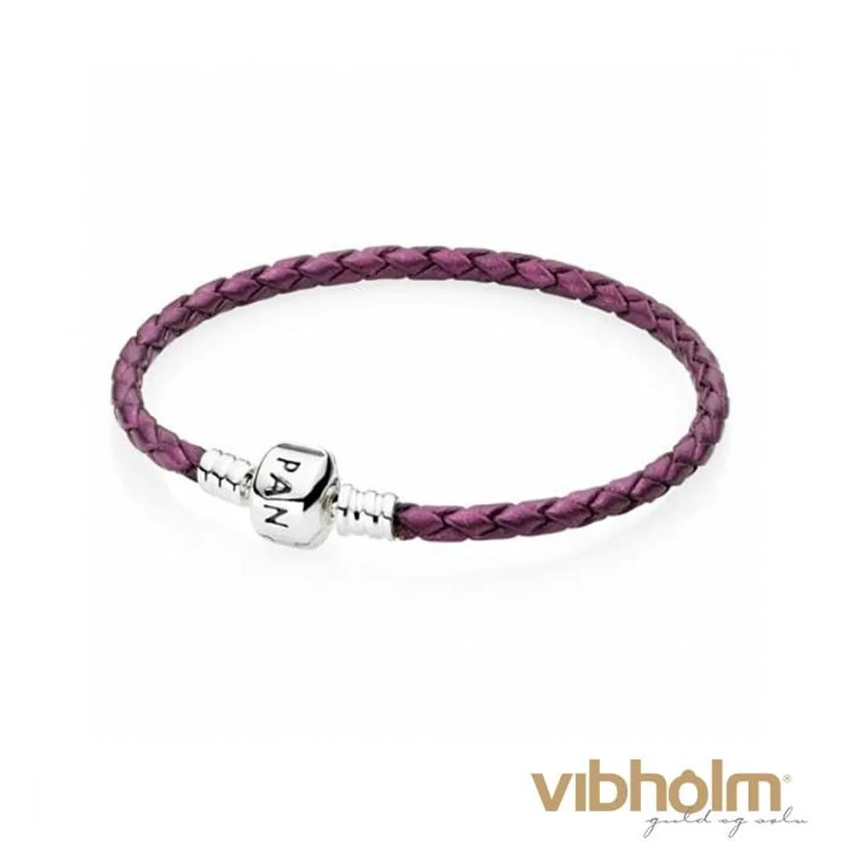 Pandora - lilla læder armbånd i flet 590705CPE-S2