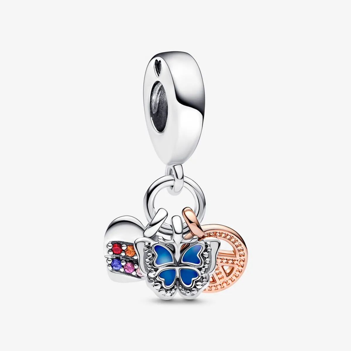 Pandora Moments Butterfly Heart Preace Sterling Sølv Charm