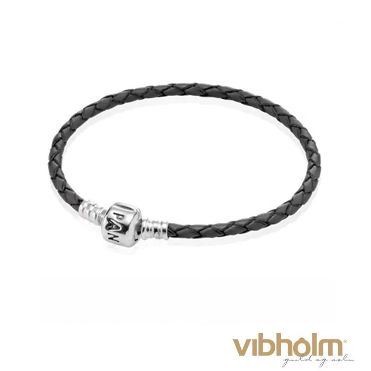 Pandora - mørke gråt læder armbånd i flet 590705CGY-S2