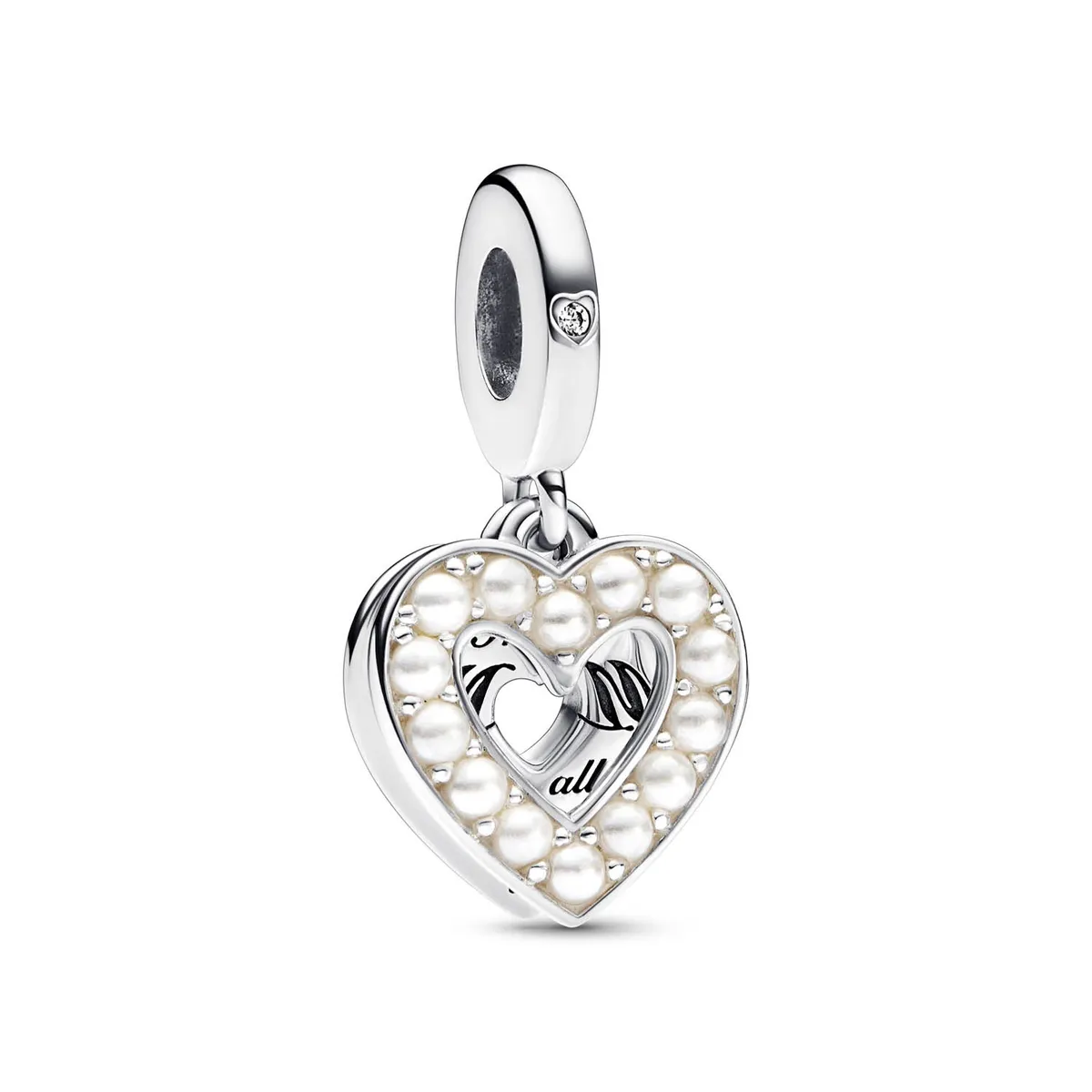 Pandora - Pearlescent White Heart charm Sølv sterlingsølv