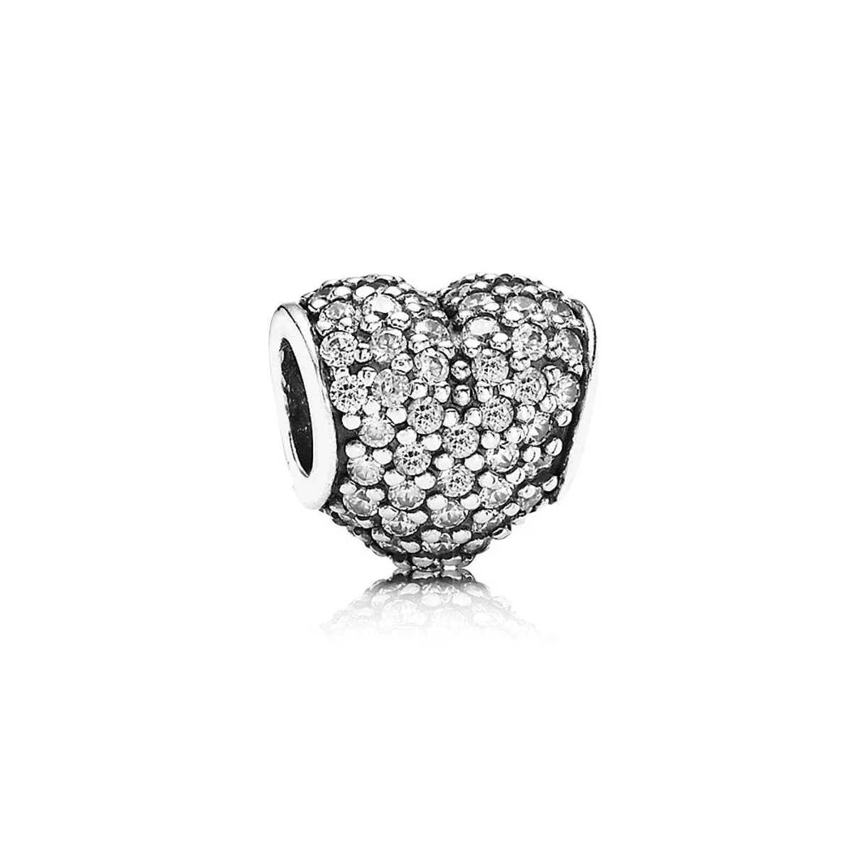 Pandora - Sølv hjerte charm med sten i pavé - 791052cz