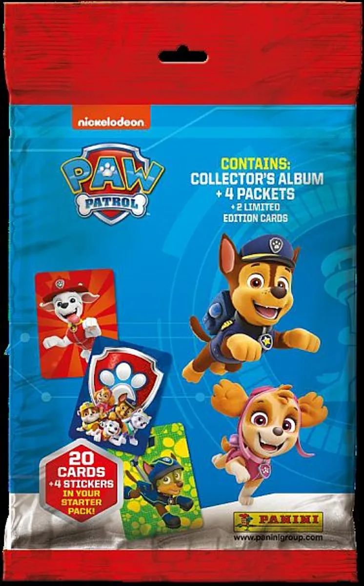 Panini Paw Patrol Trading Cards - Starter Set (StartersÃ¦t med Mappe, 2 Limited Edition kort & 4 Boosters)