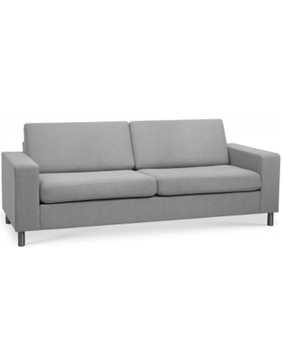 Panset 2-personers sofa i polyester B218 x D81 cm - Børstet alugrå/Grå