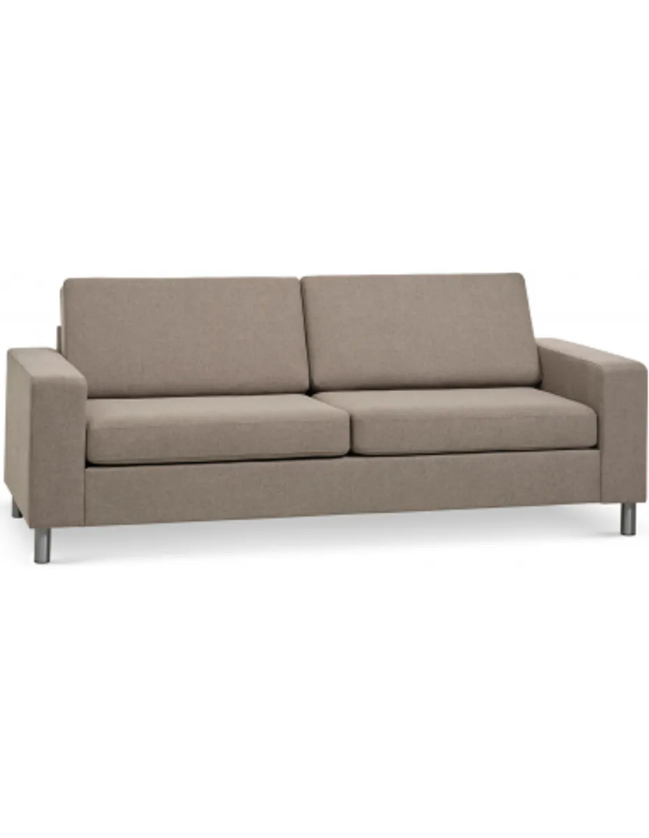 Panset 2-personers sofa i polyester B218 x D81 cm - Børstet alugrå/Lysebrun