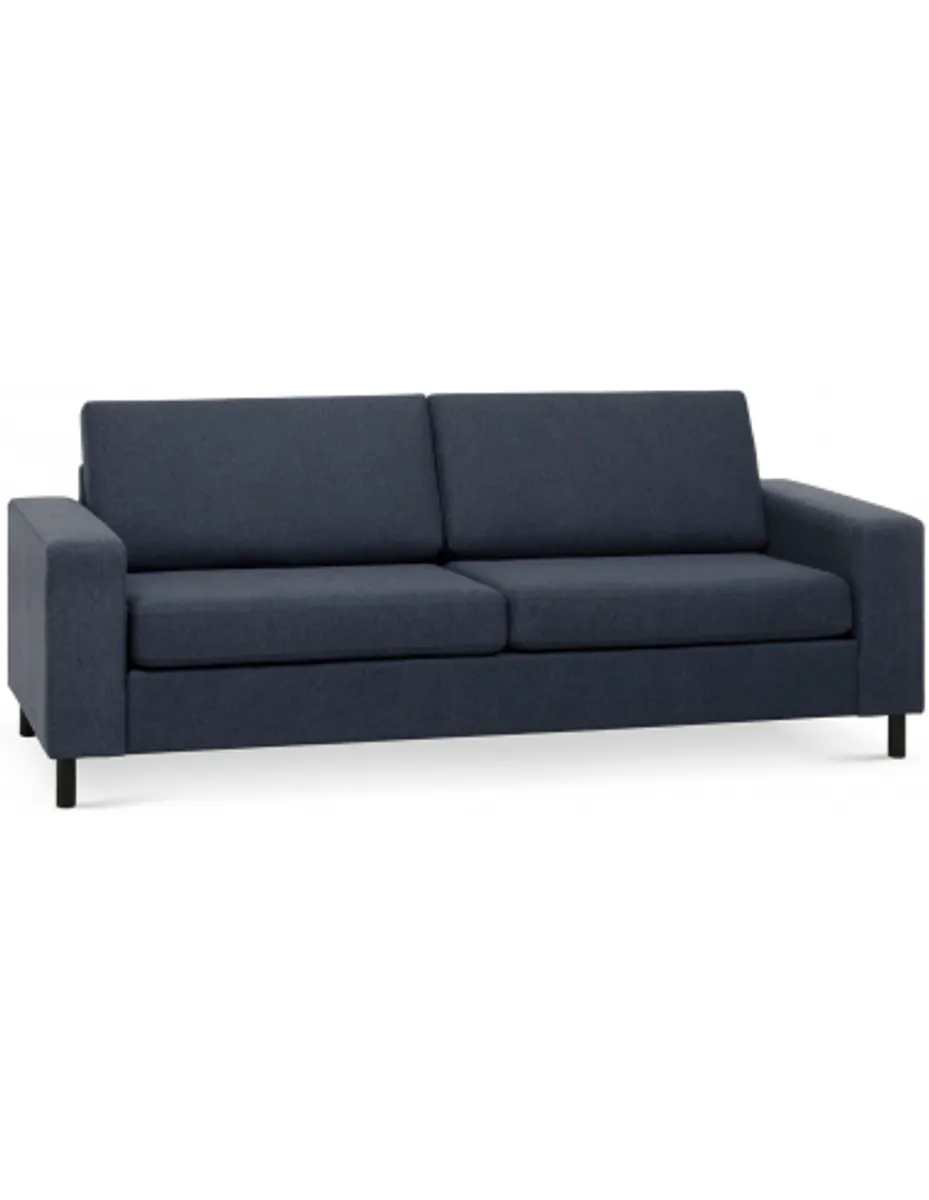 Panset 2-personers sofa i polyester B218 x D81 cm - Sort/Blå