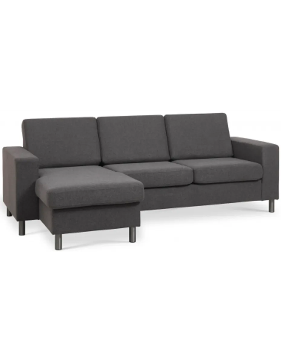 Panset chaiselongsofa i polyester B233 x D137 cm - Børstet alugrå/Antracit