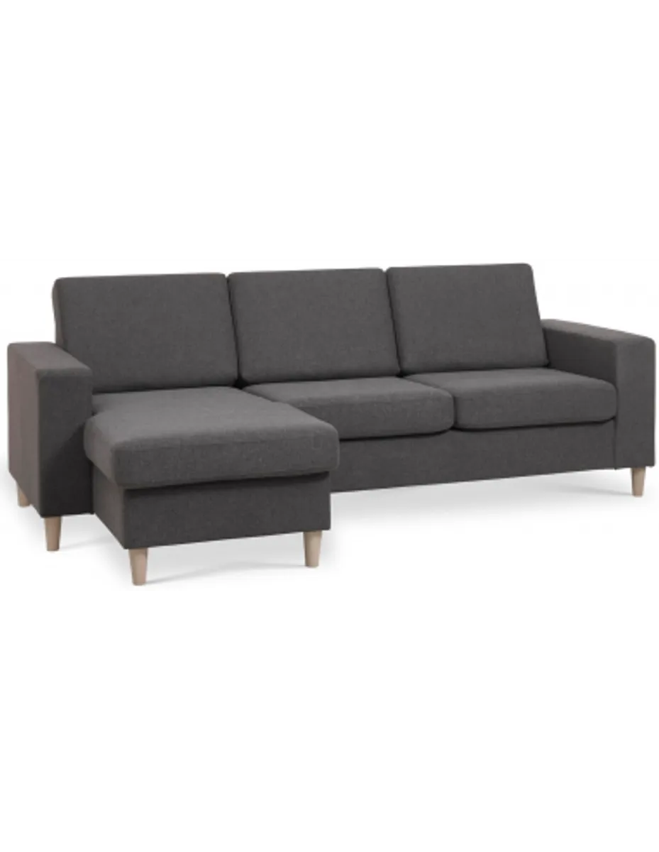 Panset chaiselongsofa i polyester B233 x D137 cm - Natur/Antracit