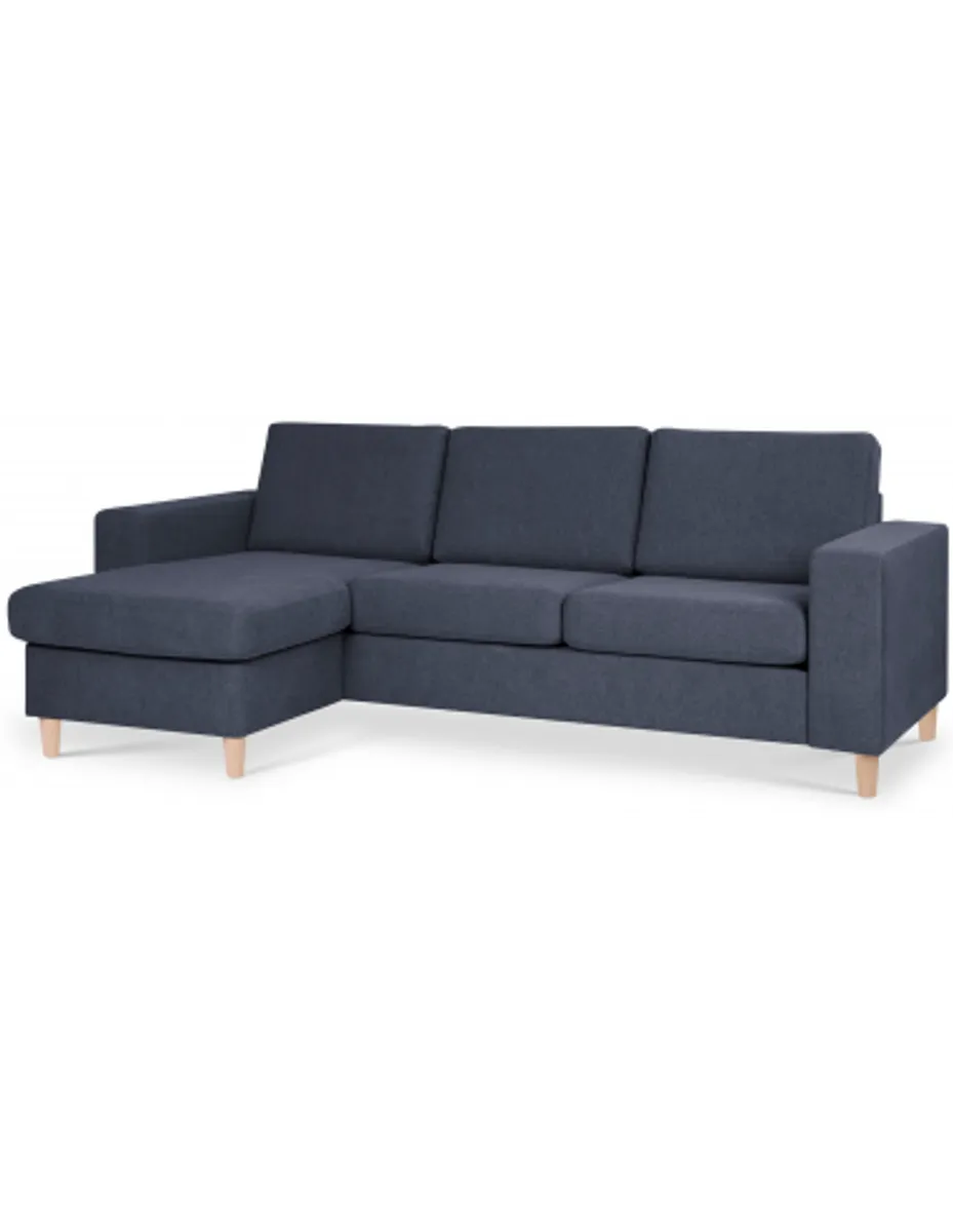 Panset chaiselongsofa i polyester B233 x D137 cm - Natur/Blå