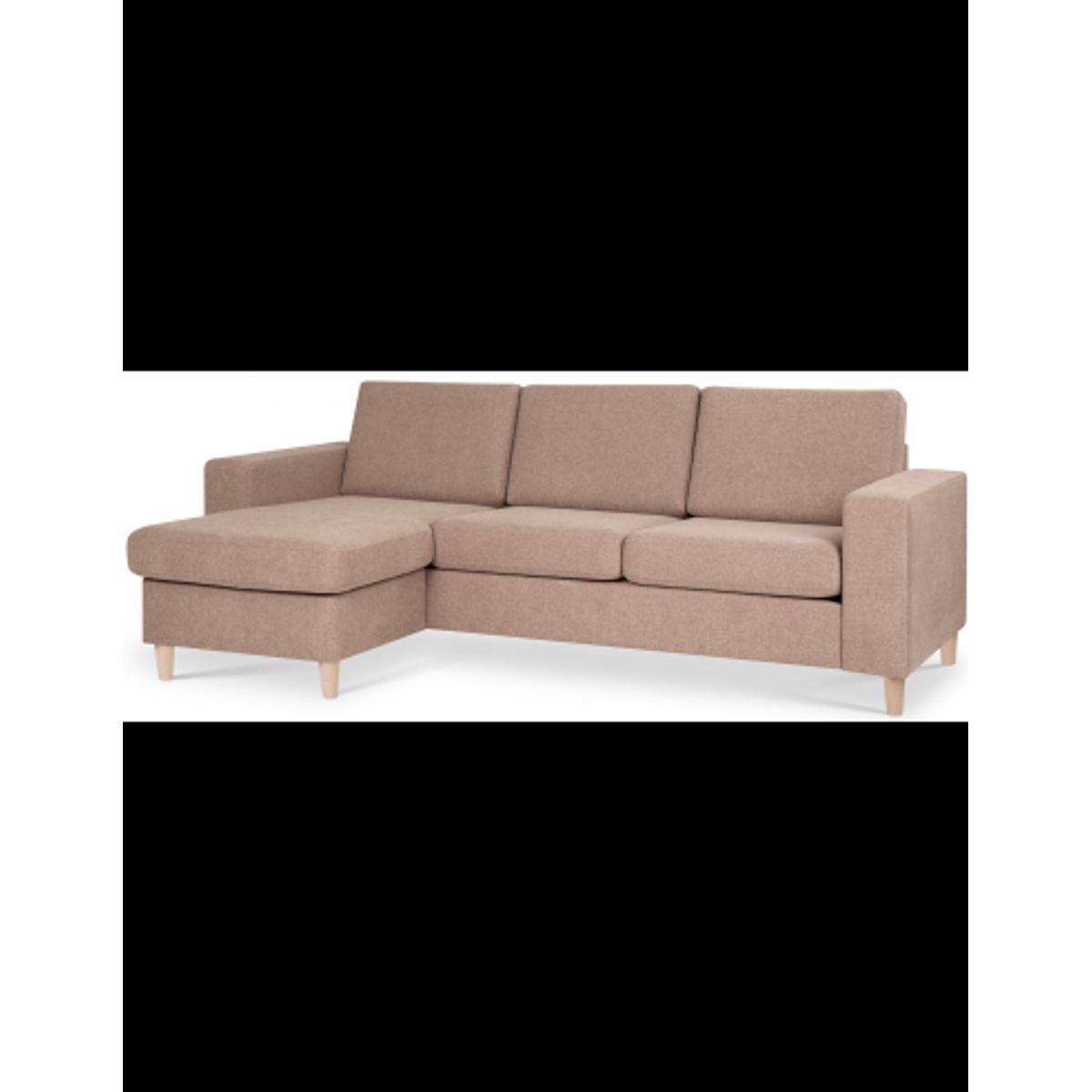 Panset chaiselongsofa i polyester B233 x D137 cm - Natur/Lysebrun