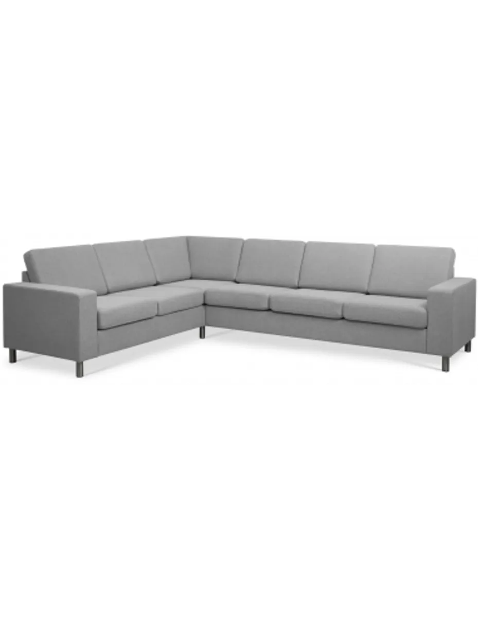 Panset hjørnesofa i polyester B295 x D230 cm - Børstet alugrå/Grå