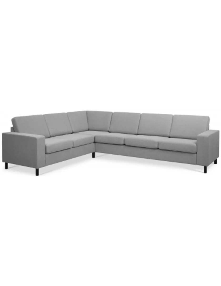 Panset hjørnesofa i polyester B295 x D230 cm - Sort/Grå