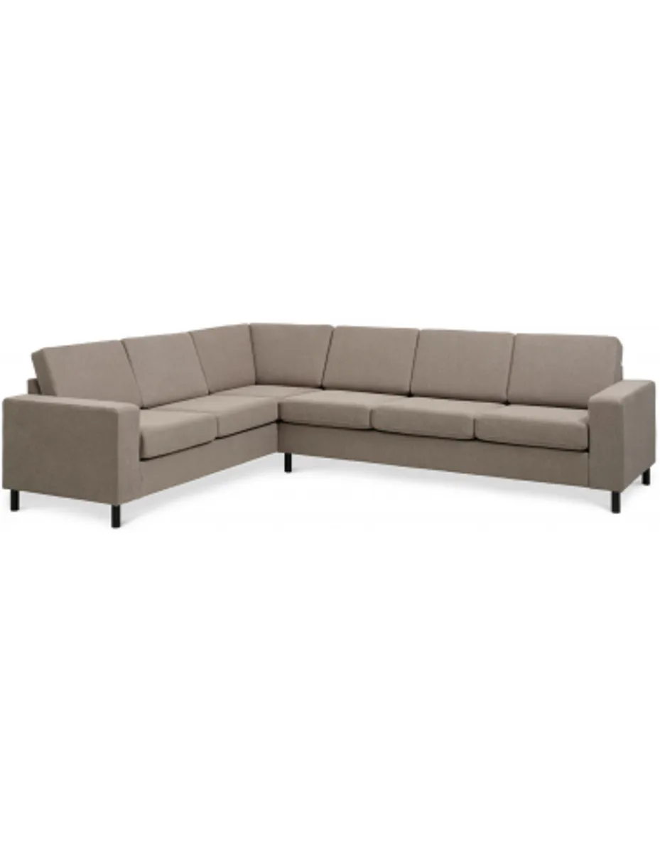 Panset hjørnesofa i polyester B295 x D230 cm - Sort/Lysebrun