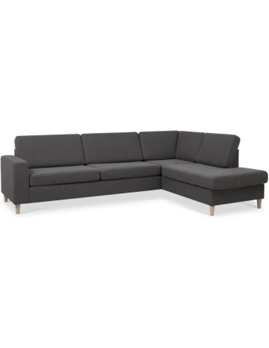 Panset højrevendt chaiselongsofa i polyester B279 x D197 cm - Natur/Antracit