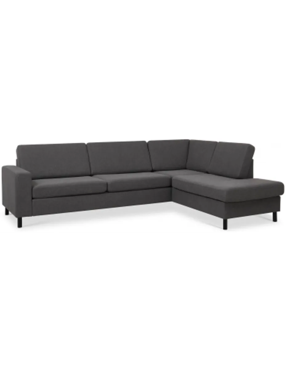 Panset højrevendt chaiselongsofa i polyester B279 x D197 cm - Sort/Antracit