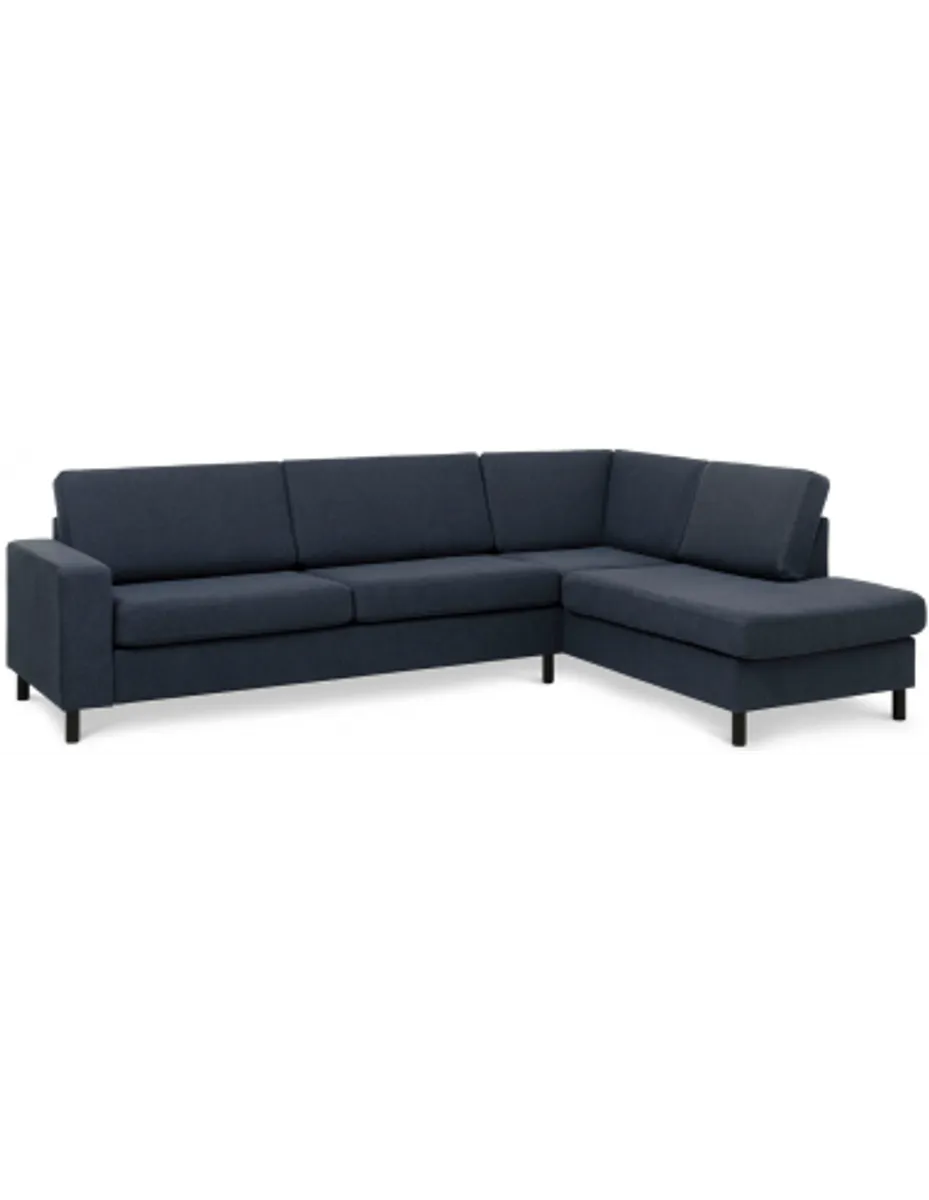 Panset højrevendt chaiselongsofa i polyester B279 x D197 cm - Sort/Blå