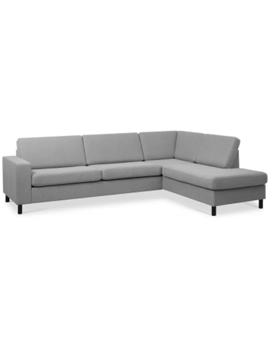 Panset højrevendt chaiselongsofa i polyester B279 x D197 cm - Sort/Grå