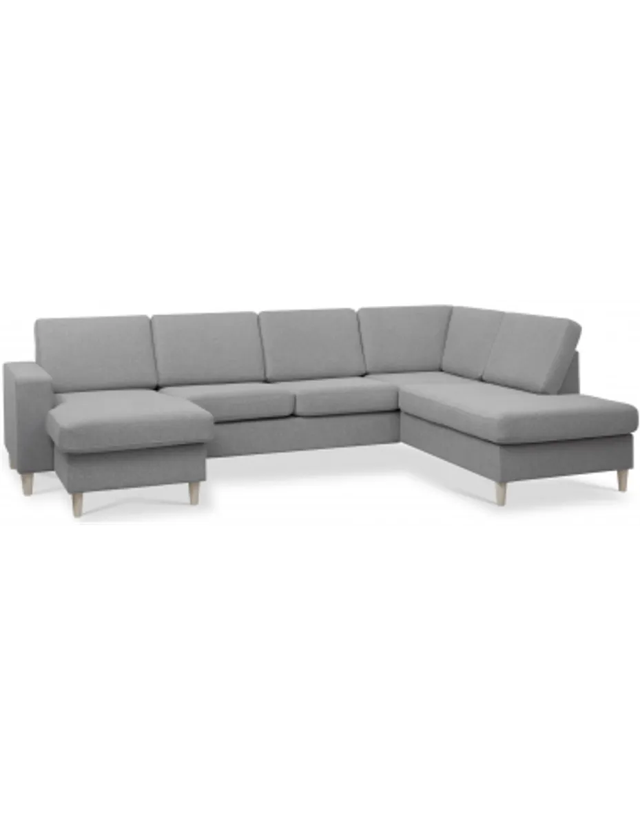 Panset U-sofa i polyester B295 x D197 cm - Natur/Grå