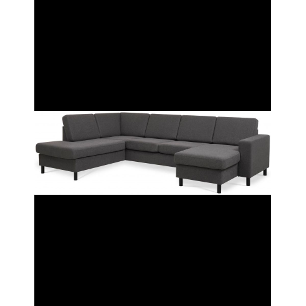 Panset U-sofa i polyester B295 x D197 cm - Sort/Antracit