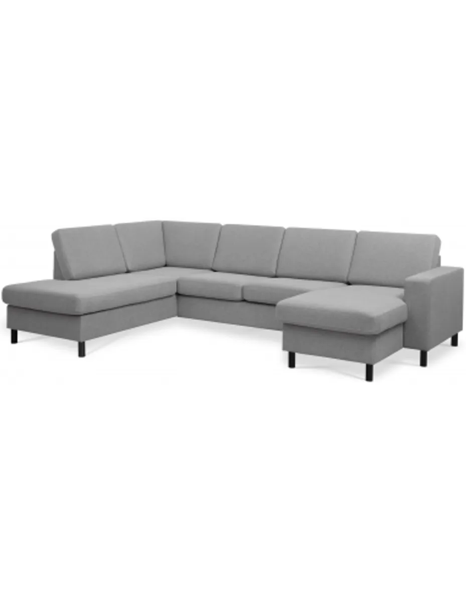 Panset U-sofa i polyester B295 x D197 cm - Sort/Grå