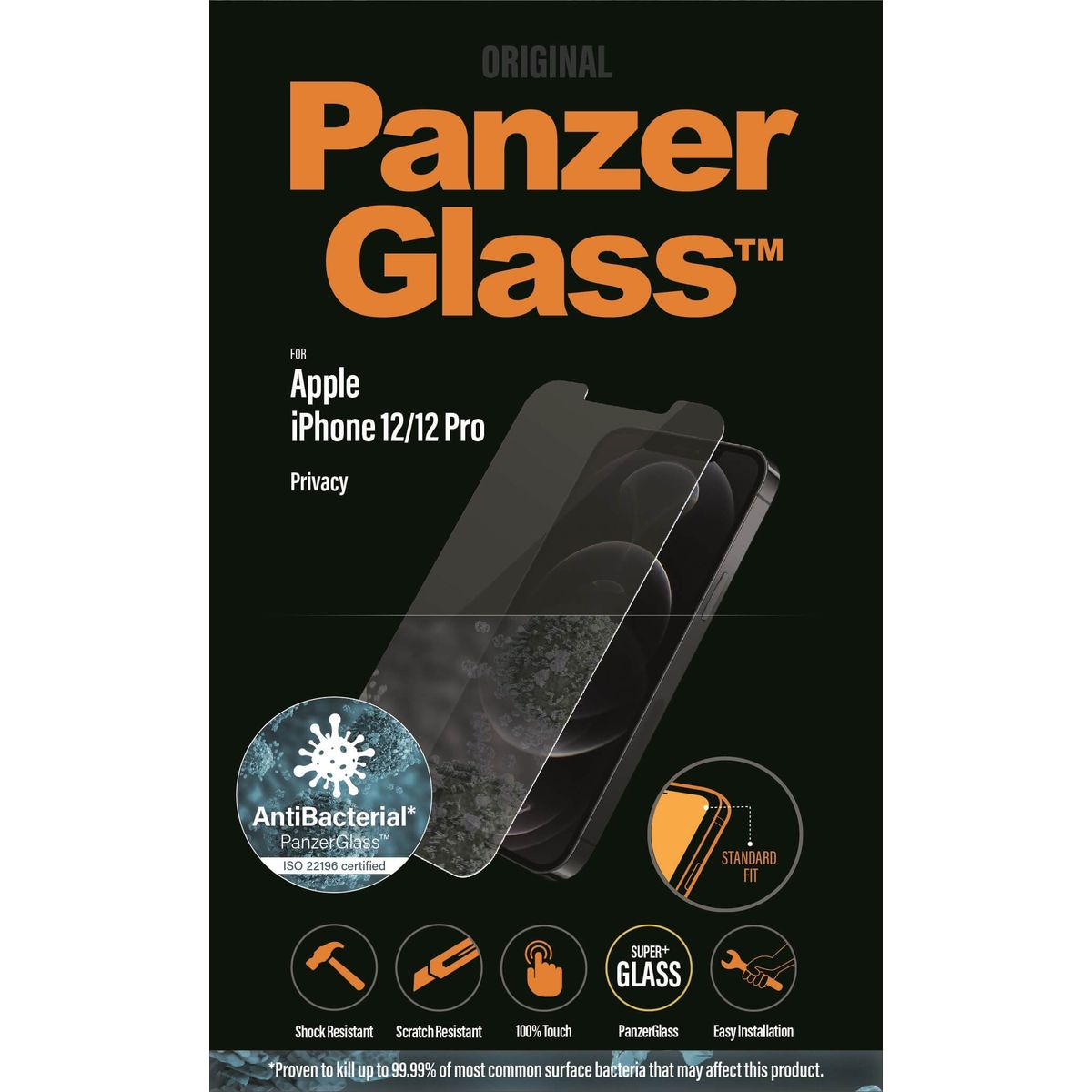 PanzerGlass Apple iPhone 12/12 Pro Privacy, antibactriel effekt