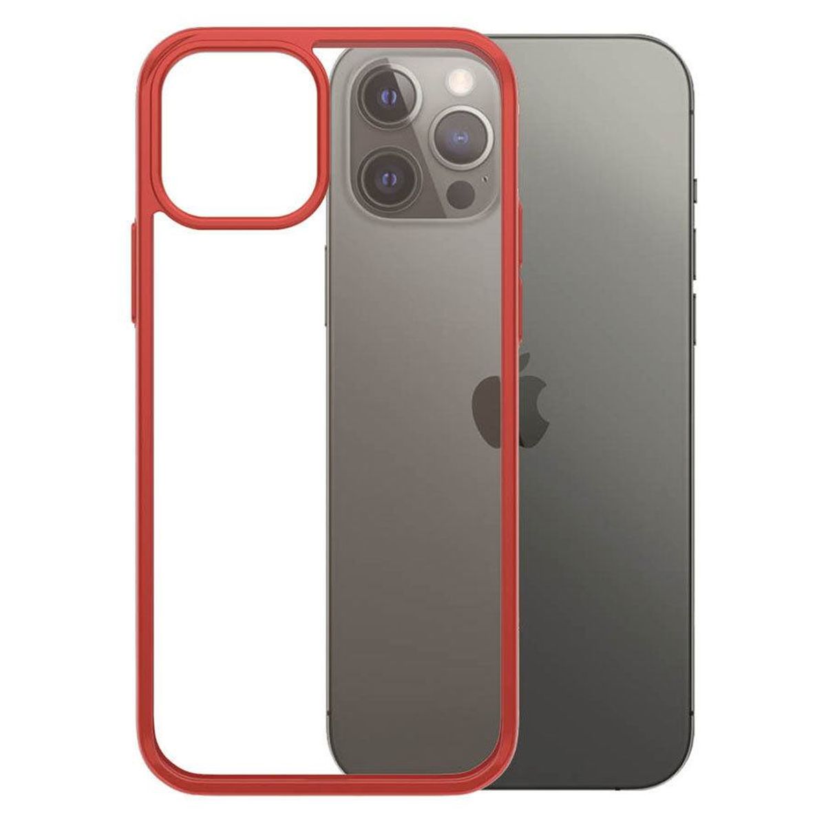 PanzerGlass ClearCase iPhone 12/12 Pro Cover, Mandarin Red