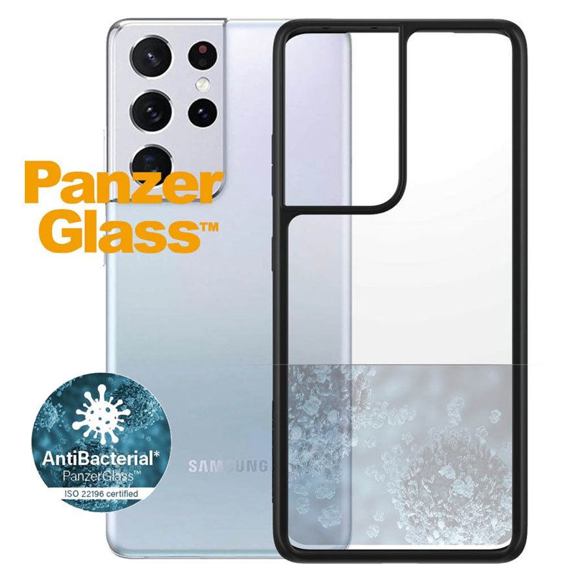 PanzerGlass ClearCase Samsung Galaxy S21 Ultra AntiBacterial Cover, Sort