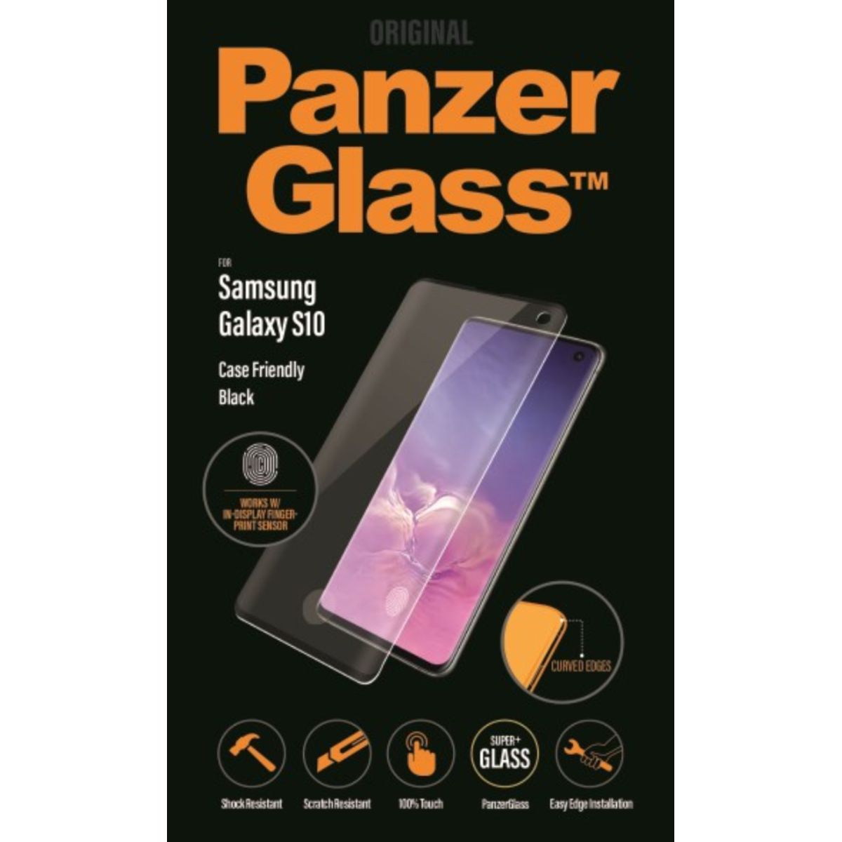 PanzerGlass Samsung Galaxy S10 - Sort (Case Friendly)