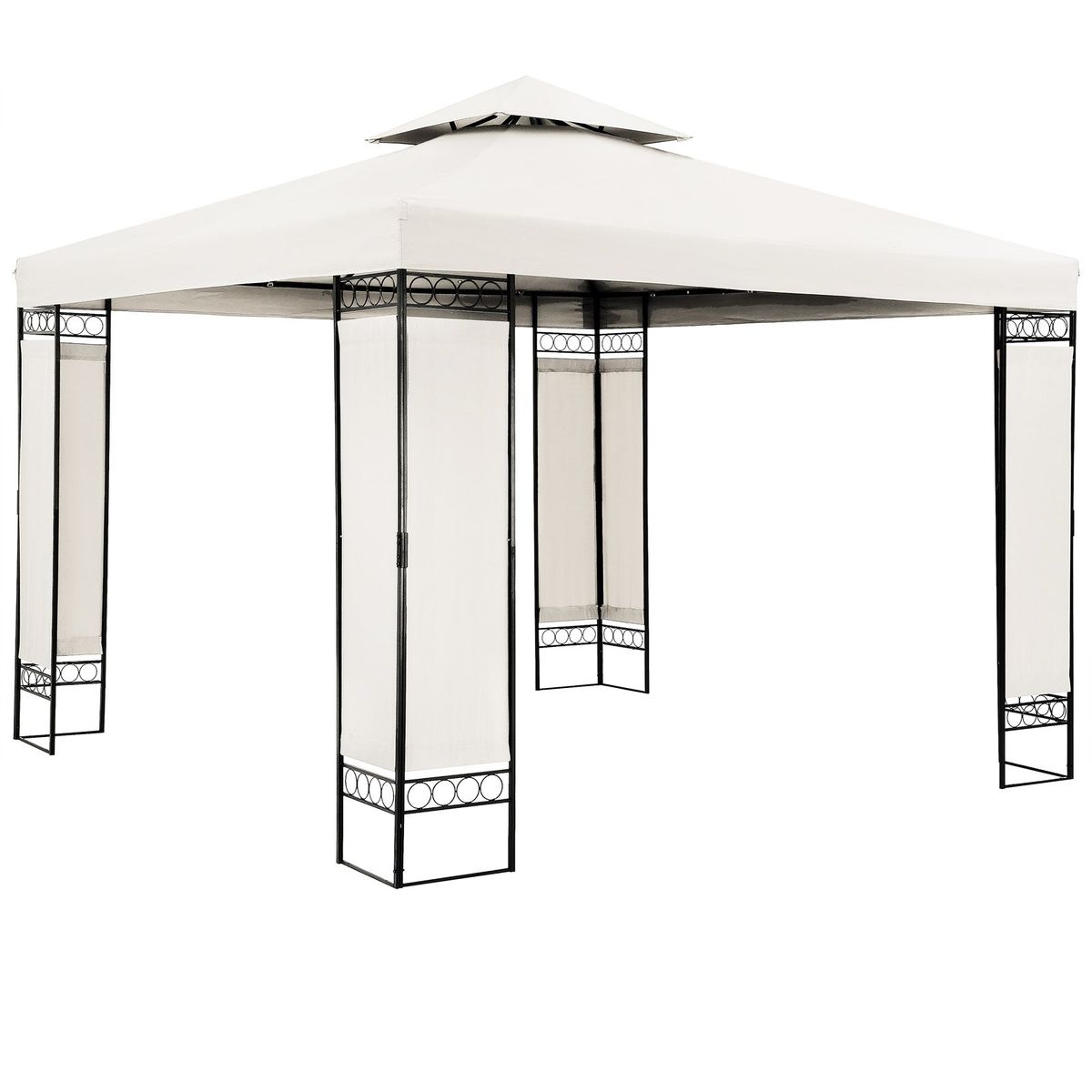 Pavillon havetelt havepavillon Lorca 3x3m metal vandafvisende luksus, farve: creme