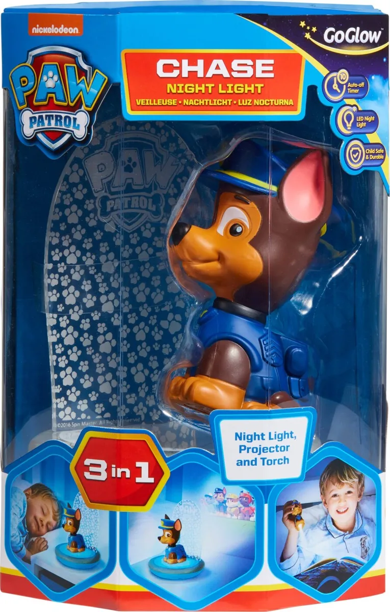 Paw Patrol - Chase Natlys Lampe Med Projektor - Goglow