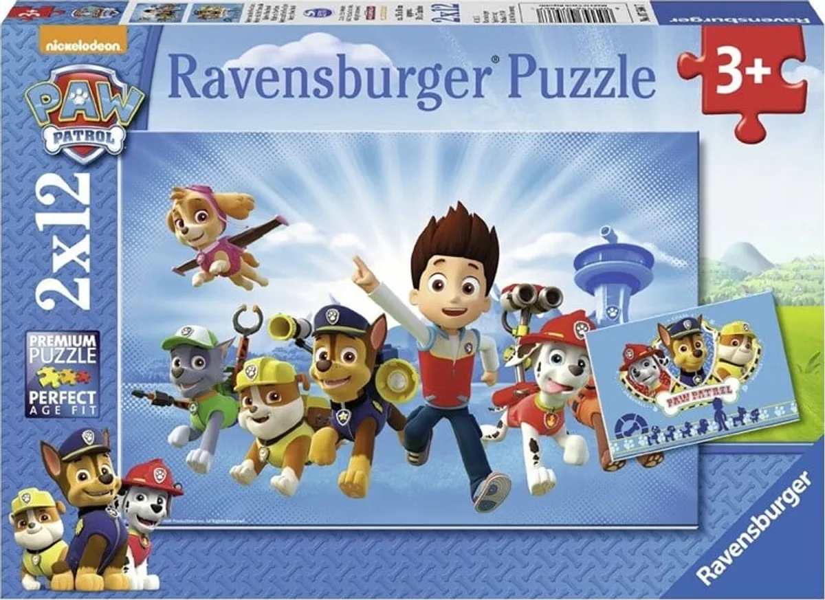 Paw Patrol Puslespil - 3 år - Ravensburger - 2x12 Brikker