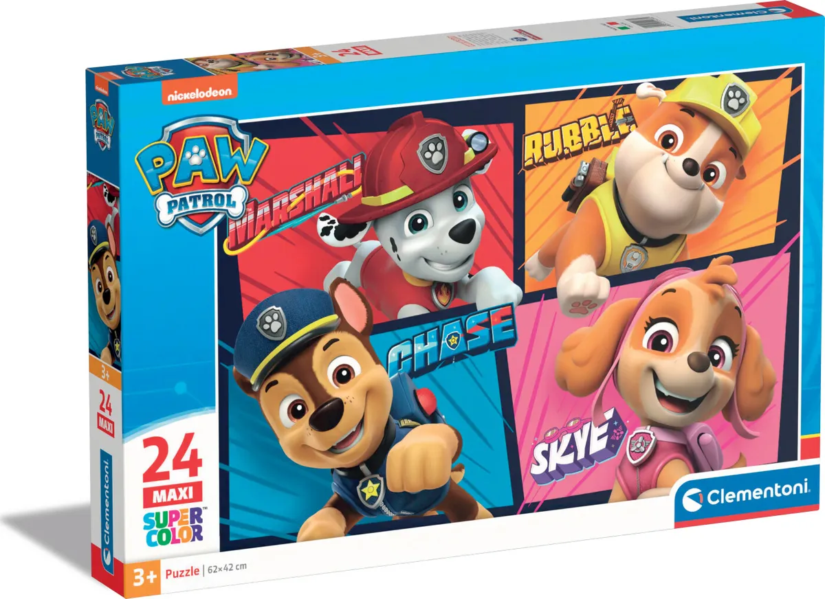 Paw Patrol Puslespil - Maxi Super Color - Clementoni - 24 Brikker