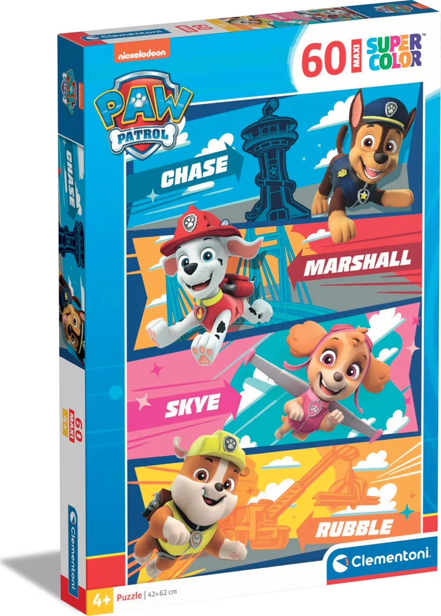 Paw Patrol Puslespil - Maxi Super Color - Clementoni - 60 Brikker