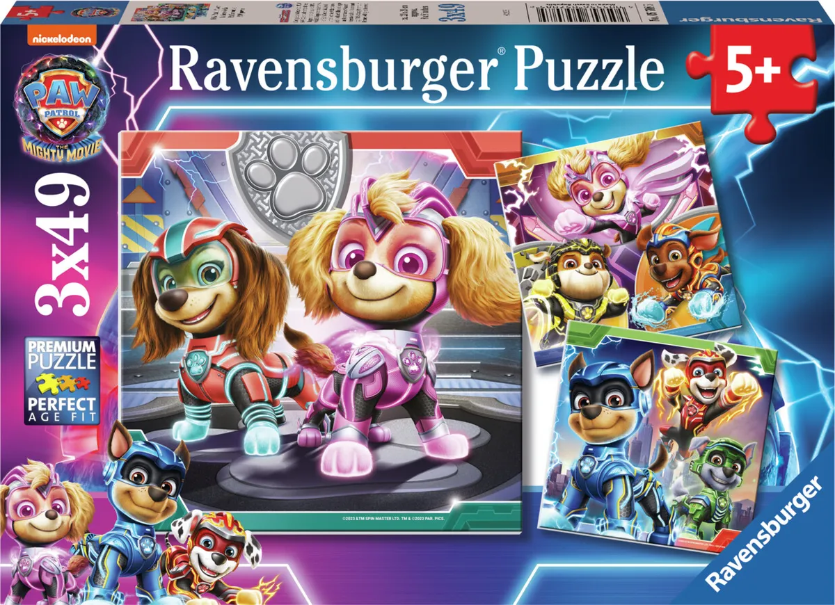 Paw Patrol Puslespil - Mighty Movie - 3x49 Brikker - Ravensburger