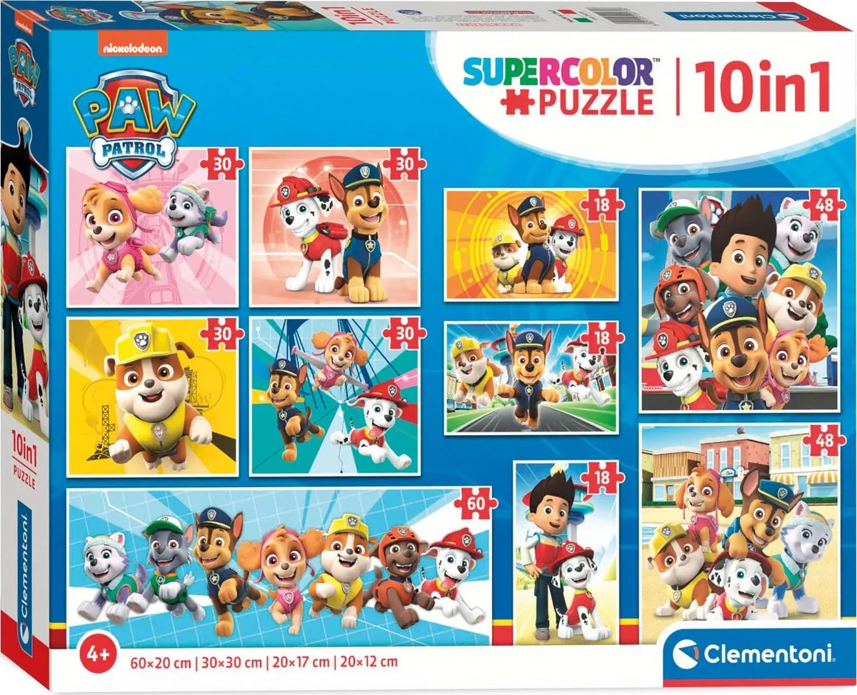 Paw Patrol Puslespil - Super Color - 10 Puslespil - Clementoni