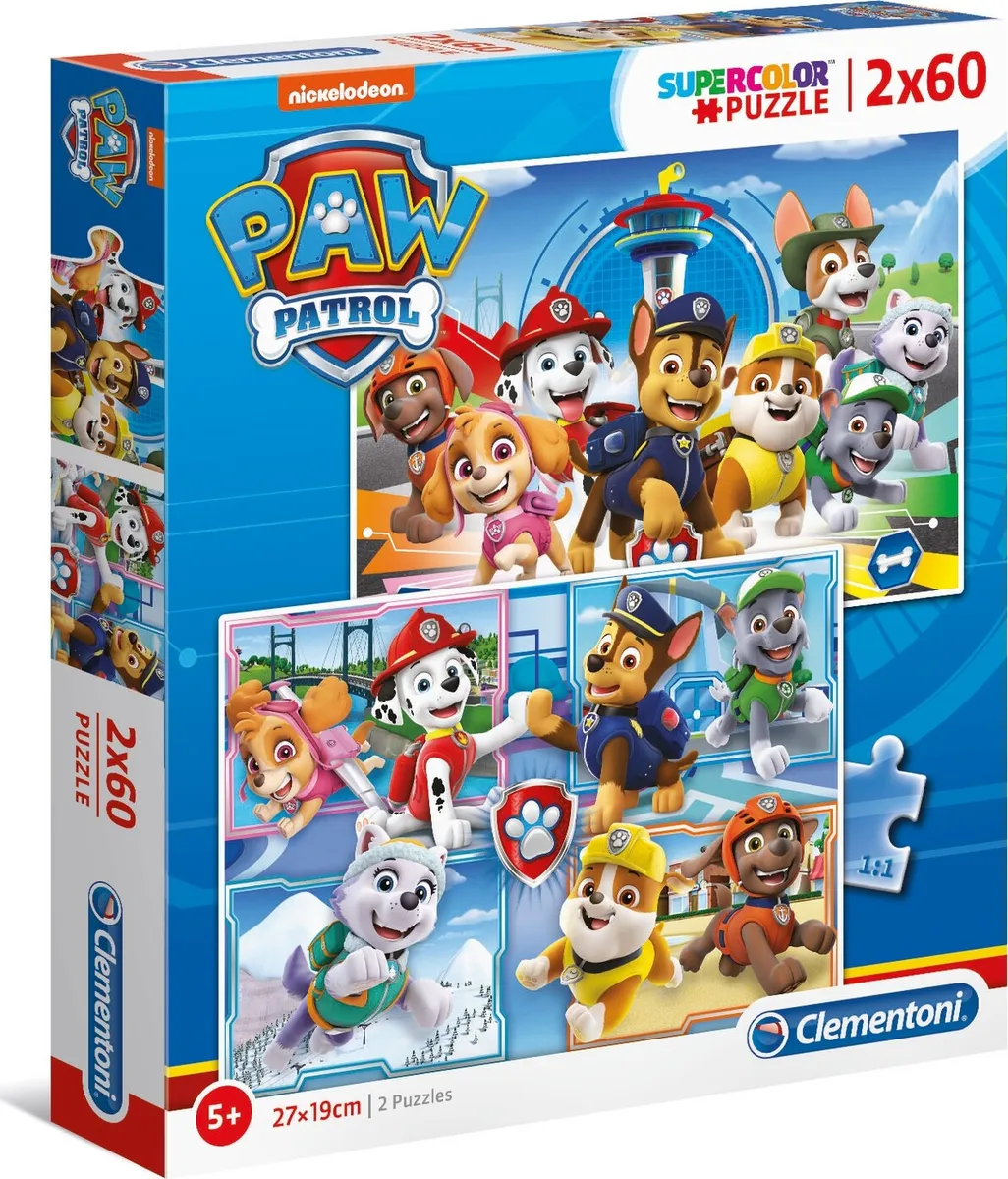 Paw Patrol Puslespil - Super Color - 2x60 Brikker - Clementoni