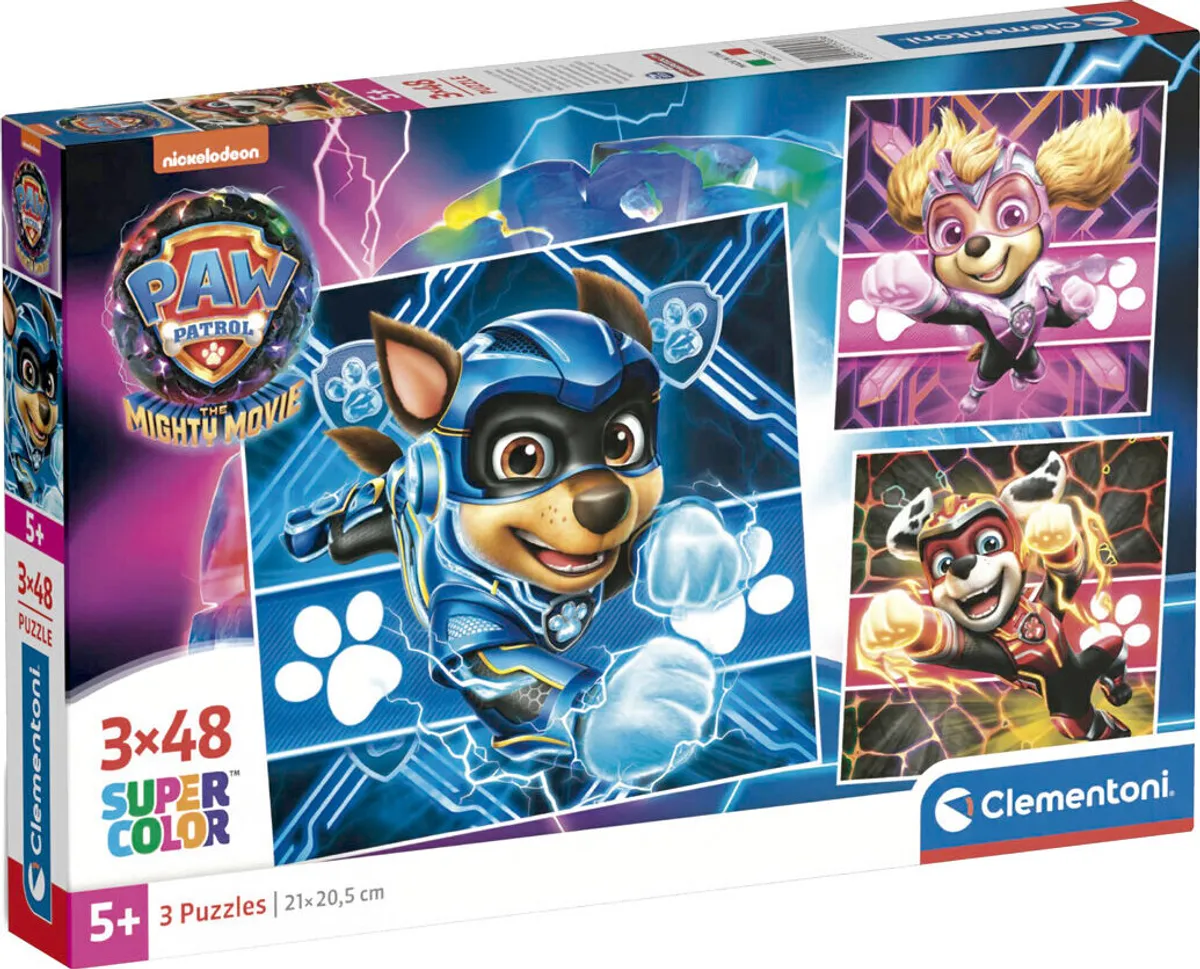 Paw Patrol Puslespil - Super Color - 3x48 Brikker - Clementoni